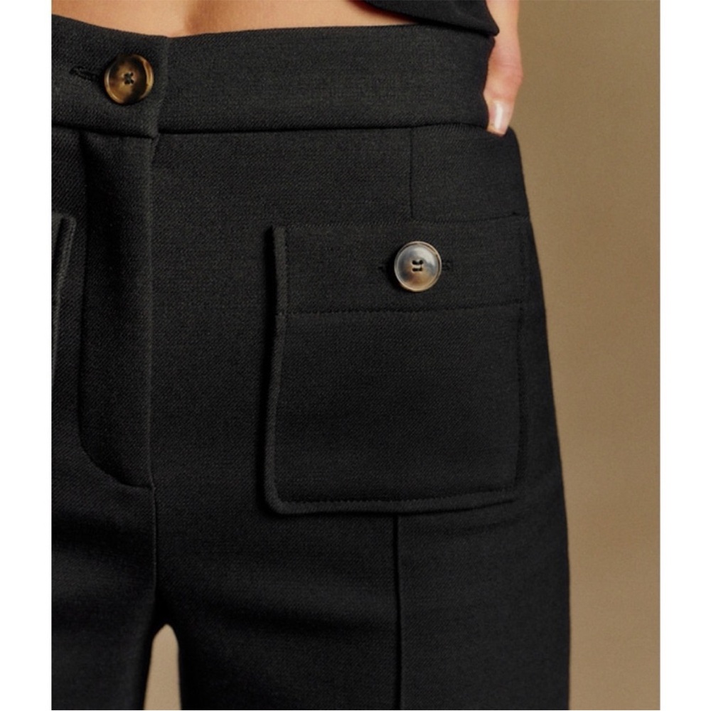 Sézane Dan Trousers | Hemmed Black Wool Blend Wide Leg Pants | Size 40 (US 8) - Picture 2 of 9